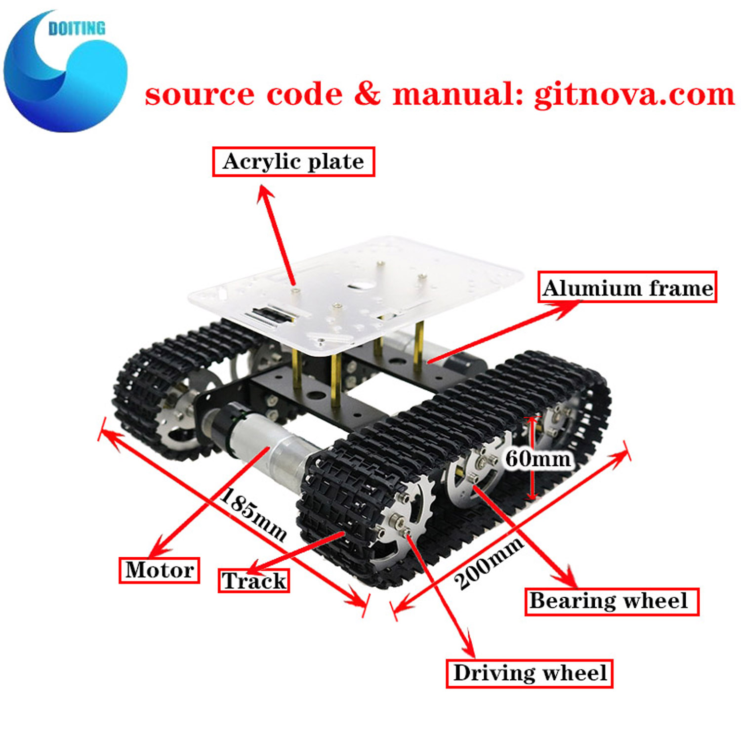 RC المعادن روبوت خزان هيكل الس - مراجعة Tracked Robot Chassis وسعره